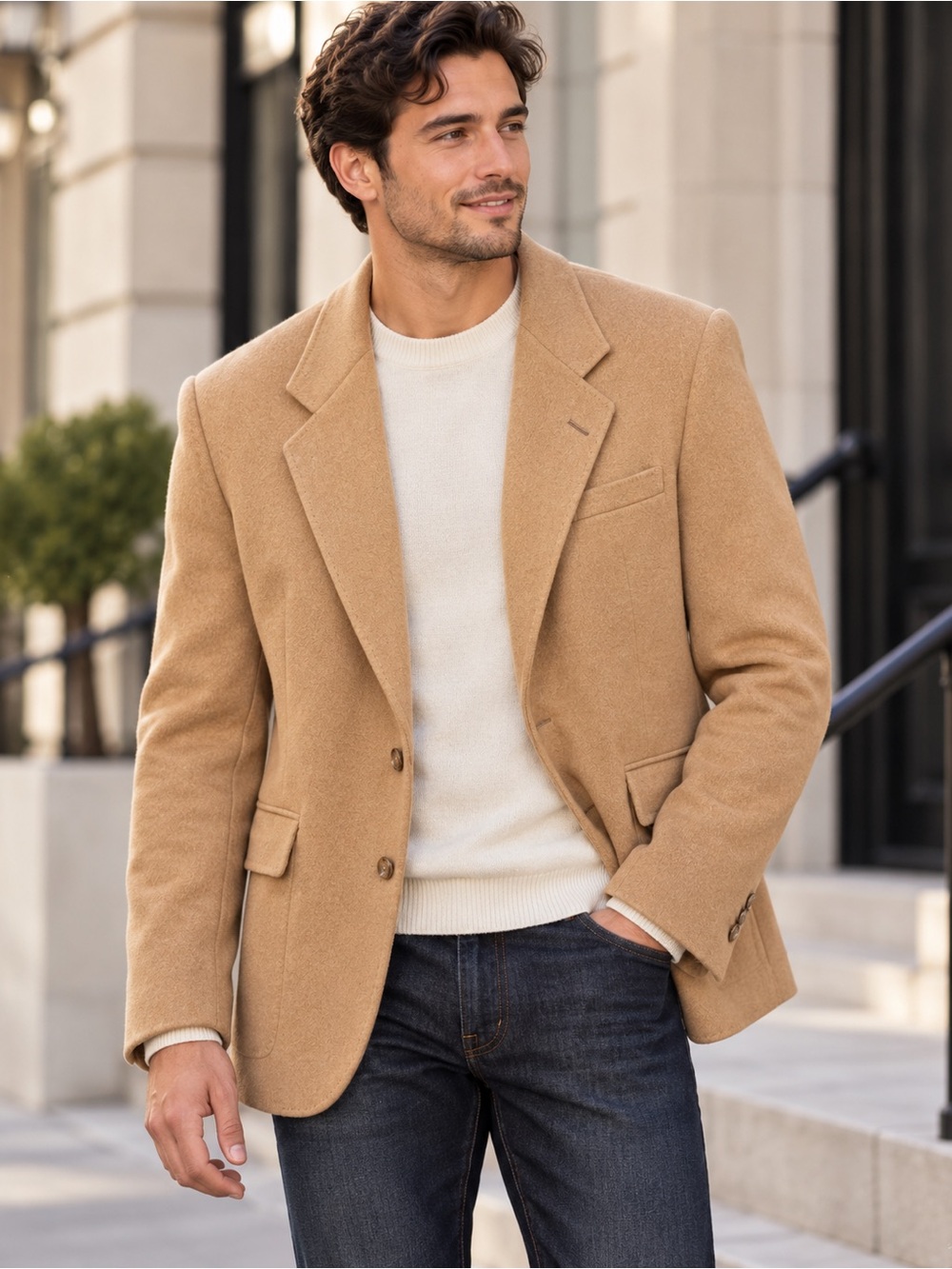 Hart Schaffner & Marx Vintage 100% Camel Hair Sport Coat Blazer Camel Tan 46R